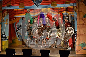 Original Pupo Siciliano Sicilian puppets, Italy. The Sicilian puppets theatre is UNESCO Heritage