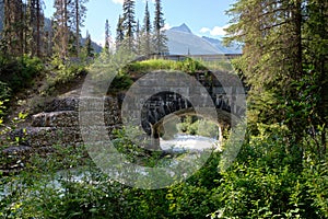 Original railway bridge over Illecillewaet River, Glacier national Park, BC