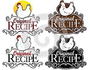 Receta focas  marca  icono. gallinas versión 