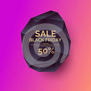 Original sale poster for Black friday sale. Abstract polygonal background. Low poly design.