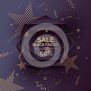 Original sale poster for Black Friday sale. Abstract polygonal background. Low poly design.