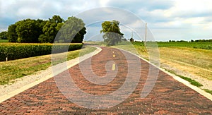 Original section of brick road on Route 66 near Auburn, Illinois photo