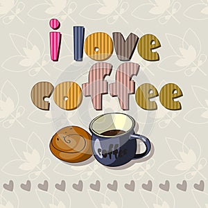 The original spelling of the phrase I love coffee.