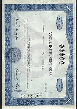 Original stock certificate