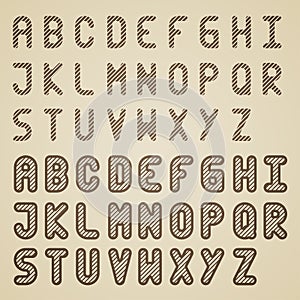 Original striped font alphabet