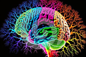 original symbolic image of human brain with multi-colored zones