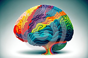 original symbolic image of human brain with multi-colored zones