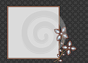 Original template with glass flowers in frames on a black background