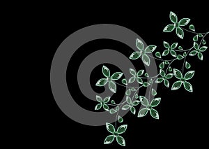 Original template with green glass flowers on a black background.