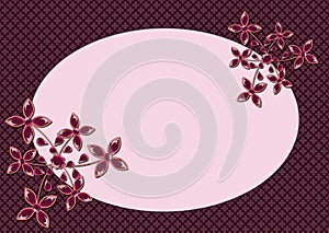 Original template with purple glass flowers on a red background.