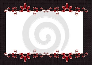 Original template with red glass flowers on a white black background.