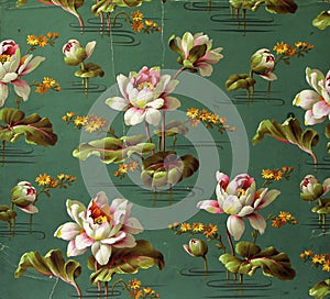Original textile fabric ornament of the Lily. Crock is hand-painted with gouache. photo