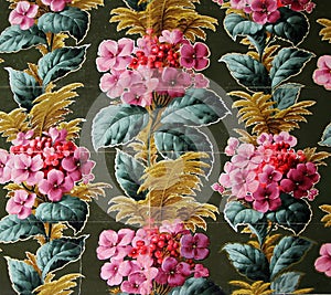 Original textile fabric ornament of the Modern style. Crock is hand-painted with gouache.