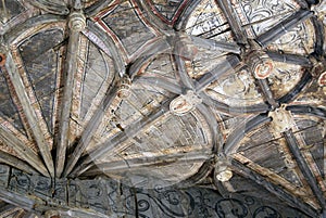 Original and unique wooden ceiling, Ibarrangelu, Vizcaya, Basque Country, Spain