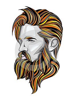 Original vector illustration, man with fashionable hairstyle. Hipster. Print on a t-shirt or sticker.