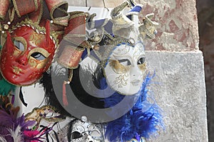 Original Venetian masks handmade in a stand in piazza san marco