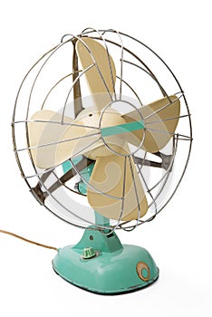 Original vintage fan on white background