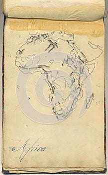 Original vintage map of Africa