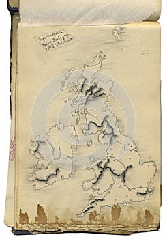 Original vintage map of Great Britain