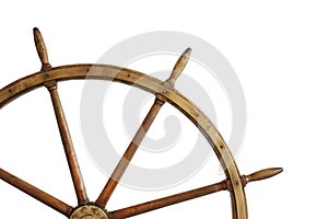 Original Vintage ship wheel isolated on white