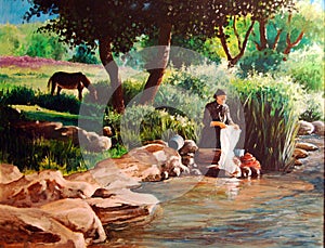 Original Washerwoman painting