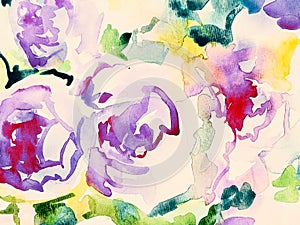Original watercolor painting of abstract roses flower