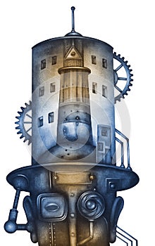 The Panopticon prison illustration. Steampunk photo