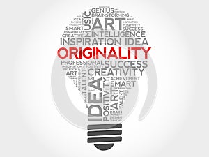 Originality bulb word cloud