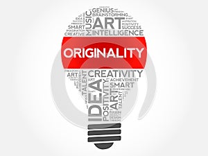 Originality bulb word cloud