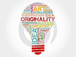 Originality bulb word cloud