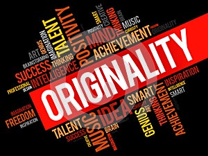 Originality word cloud collage