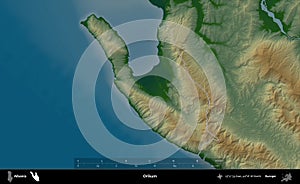 Orikum outlined, Albania. Physical