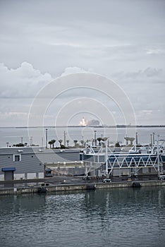 Orion spacecraft launch in Cape Canaveral, seen from the Disney Cruise