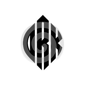 ORK circle letter logo design with circle and ellipse shape. ORK ellipse letters with typographic style. The three initials form a