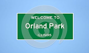 Orland Park, Illinois city limit sign. Town sign from the USA. photo