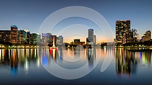 Orlando city skyline at dusk