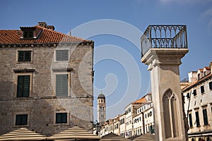 Orlando column as well as residential and commercial buildings in the famous old town of Dubrovnik, Croatia.