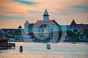 Disney`s Grand Floridian Resort & Spa on beautiful sunset background at Walt Disney World  area  1