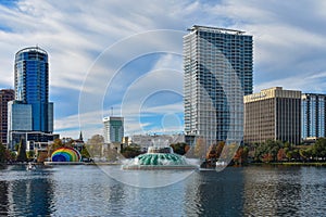 Panoramic view of Lake Eola Park at downtown area 4