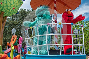 Rosita and Elmo on colorful float in Sesame Street Party Parade at Seaworld 5