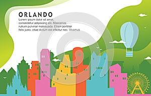 Orlando Florida City Building Cityscape Skyline Dynamic Background Illustration