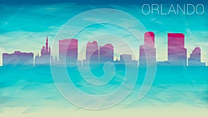 Orlando Florida City USA Silhouette vector Skyline. Broken Glass Abstract Geometric Dynamic Textured. Banner Background. Colorful photo