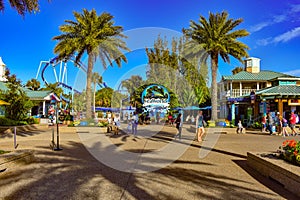 Seaword sign on main entrance area at Seaworld Theme Park.