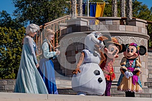 Mickey, Minnie , Anna, Elsa y Olaf in Mickeys Royal Friendship Faire in Magic Kingdom 9