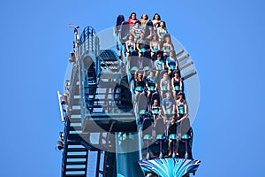 People having fun amazing Mako roller coaster at Seaworl. 2.