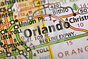 Orlando, Florida on map photo