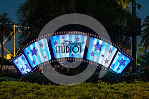 Illuminated Hollywood Studios sign at Walt Disney World 2