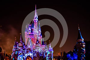 Happily Ever After is Spectacular fireworks show at Cinderella`s Castle on dark night background in Magic Kingdom  38