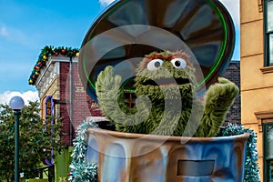 Oscar the Grouch in Sesame Steet Party Parade at Seaworld 6