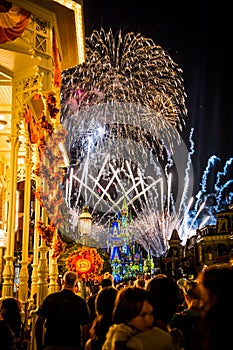 Disney Cinderella Castle Fireworks and Lights